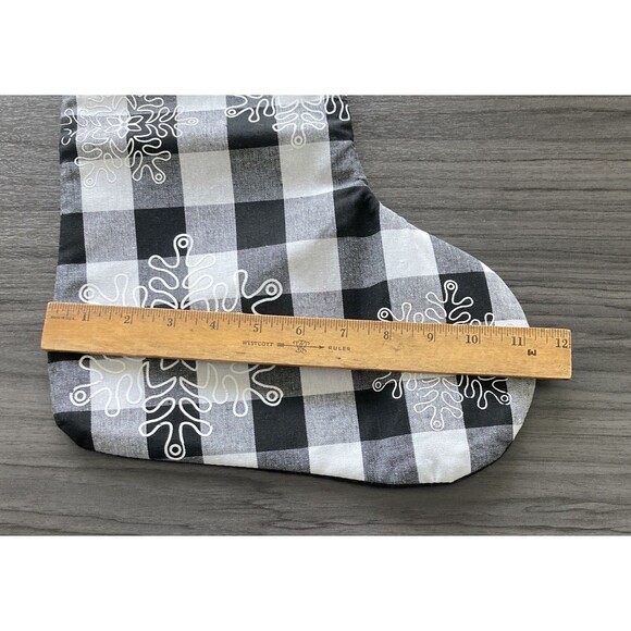 Christmas Stockings Black White Buffalo Check Farmhouse Cable knit Cuff no tags - Picture 6 of 7